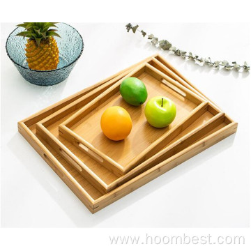 Solid Bamboo Organic Tea Serving Tray with Handle